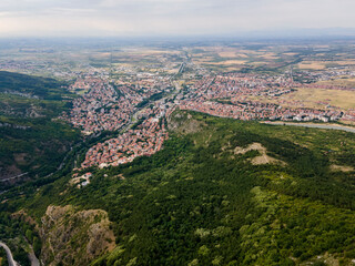 Aerial view of town of Asenovgrad, Bulgaria