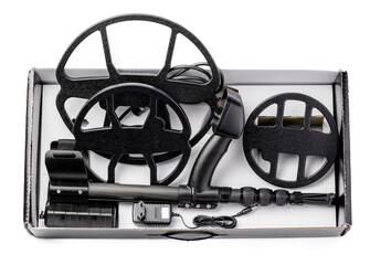 Metal detector parts isolated on white background