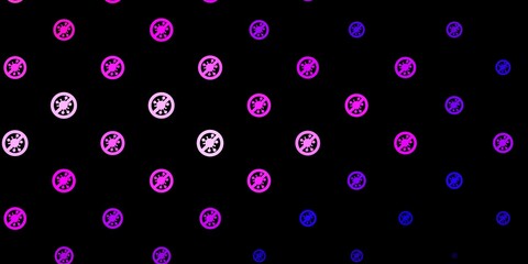 Fototapeta na wymiar Dark Purple, Pink vector pattern with coronavirus elements.