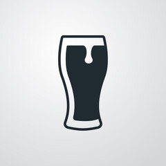 Pinta de cerveza. Logotipo vaso de cerveza vintage con espuma en fondo gris