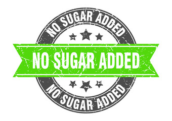 no sugar added round stamp with ribbon. label sign