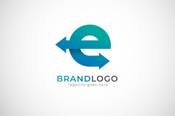 Abstract Initial Letter E Logo,  two arrow and letter E combination, Usable for logistic and  Business  Logos, vector illustration