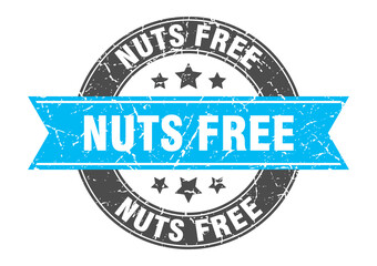 nuts free round stamp with ribbon. label sign