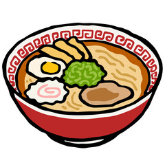 Illustration of Ramen: Illustration like woodblock print