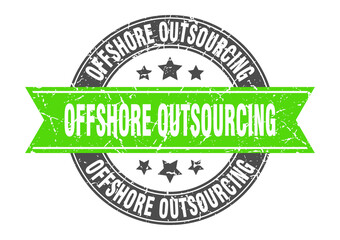 offshore outsourcing round stamp with ribbon. label sign