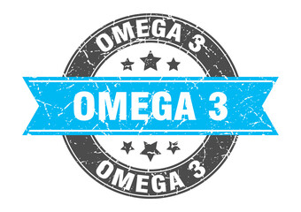 omega 3 round stamp with ribbon. label sign
