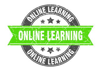 online learning round stamp with ribbon. label sign