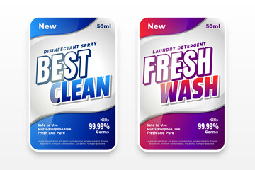 best clean and fresh wash laundry detergent labels - obrazy, fototapety, plakaty
