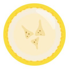 Banana slice icon isolated on white background. Vector illustration
