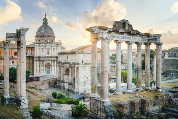 Naklejka premium Roman Forum at sunrise, Rome, Italy