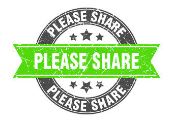 please share round stamp with ribbon. label sign