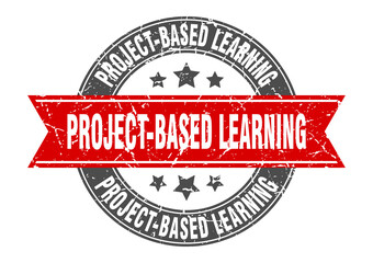 project-based learning round stamp with ribbon. label sign