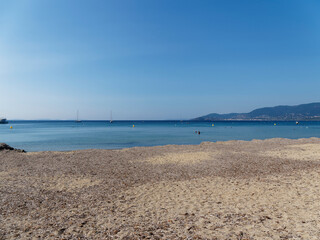 Magnificent view of Cavalaire bay from Gigaro beach in Cap Lardier. French Riviera