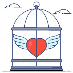 
Decorative cage of love, editable flat vector 
