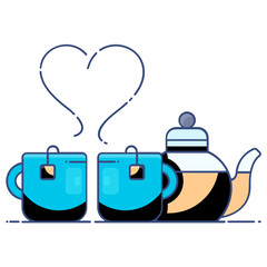 
Vector of love tea in modern flat style 

