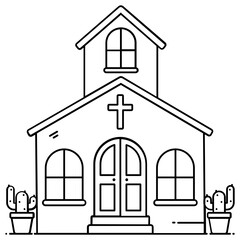
A christianity house vector style, church flat icon design 
