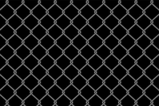 metallic chain link fence pattern on black background