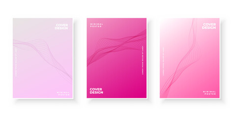 Fototapeta premium elegant pink gradient cover collection with wavy shapes