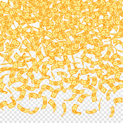 Korean won notes falling. Small WON bills on trans