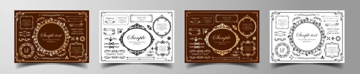 高級感のあるフレームデザイン、カリグラフィー素材、ラグジュアリー、テンプレート、【コピースペース】