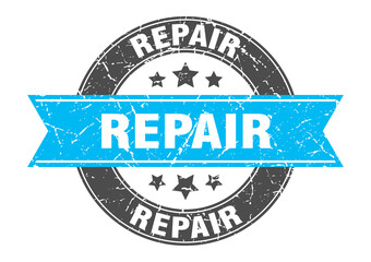 repair round stamp with ribbon. label sign