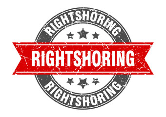 rightshoring round stamp with ribbon. label sign