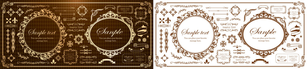 高級感のあるフレームデザイン、カリグラフィー素材、ラグジュアリー、テンプレート、【コピースペース】