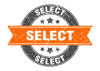 select round stamp with ribbon. label sign