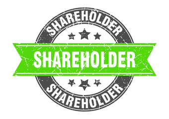 shareholder round stamp with ribbon. label sign
