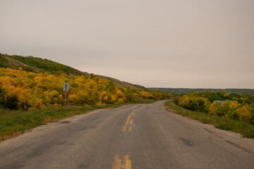 Fall Colours along the roadway in Qu'Appelle Valley, Saskatchewan, Canada