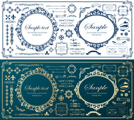 高級感のあるフレームデザイン、カリグラフィー素材、ラグジュアリー、テンプレート、【コピースペース】