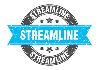 streamline round stamp with ribbon. label sign