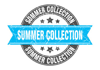 summer collection round stamp with ribbon. label sign