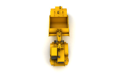 New clean wheel tractor scraper isolated on white background. Isometric. Top view. Front view. 3D render