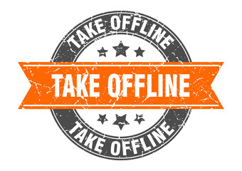 take offline round stamp with ribbon. label sign