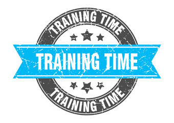 Obraz premium training time round stamp with ribbon. label sign