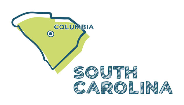 Doodle vector map of South Carolina state of USA