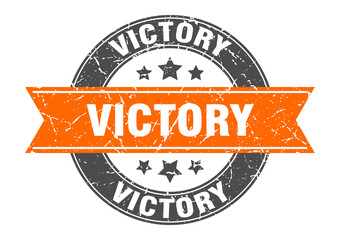 victory round stamp with ribbon. label sign