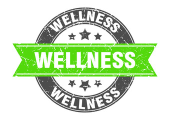 wellness round stamp with ribbon. label sign