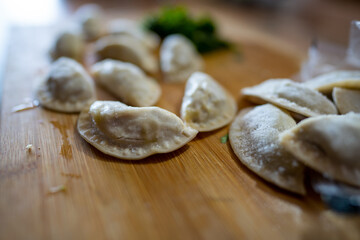Frozen Momo Dumpling in a Chopboard