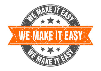 we make it easy round stamp with ribbon. label sign