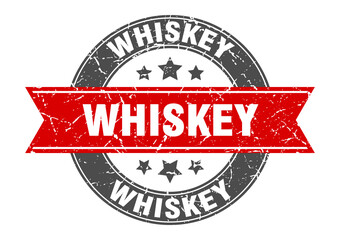 whiskey round stamp with ribbon. label sign