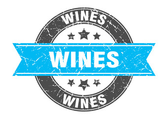 Fototapeta premium wines round stamp with ribbon. label sign