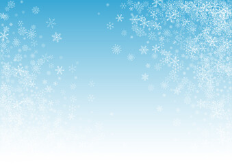 White Snowfall Vector Blue Background. New 