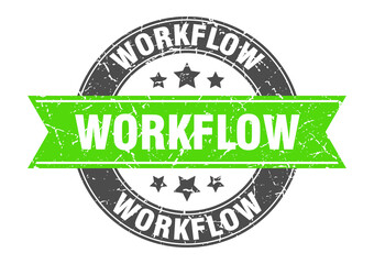 workflow round stamp with ribbon. label sign