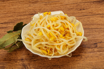 Soy sprout heap in the bowl