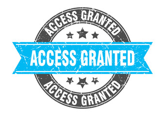 access granted round stamp with ribbon. label sign