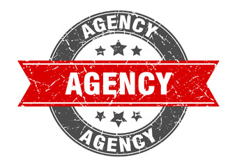 agency round stamp with ribbon. label sign