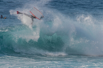 surfing in the waves
