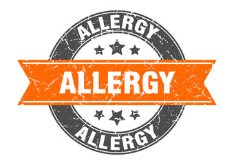 allergy round stamp with ribbon. label sign